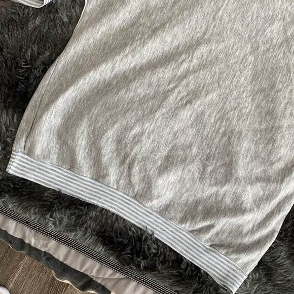 Old school light Gray and pale blue Striped winter theme crewneck Sweater - Picture 12 of 17